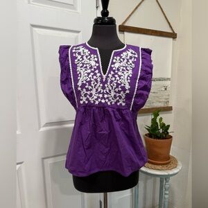 Purple Embroidered Women's Top by Buddylove